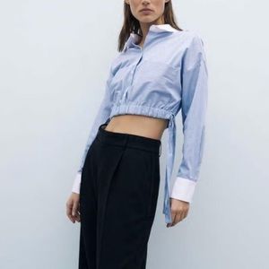Cropped poplin contrasting top